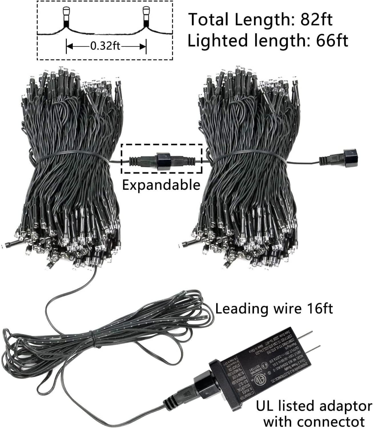 Upgraded 82FT 200 LED Christmas String Lights Outdoor/Indoor (Extendable Green Wire, Ultra-Bright with 8 Modes, UL Certified), Fairy String Lights for Xmas Tree Holiday Party Decoration, Warm White