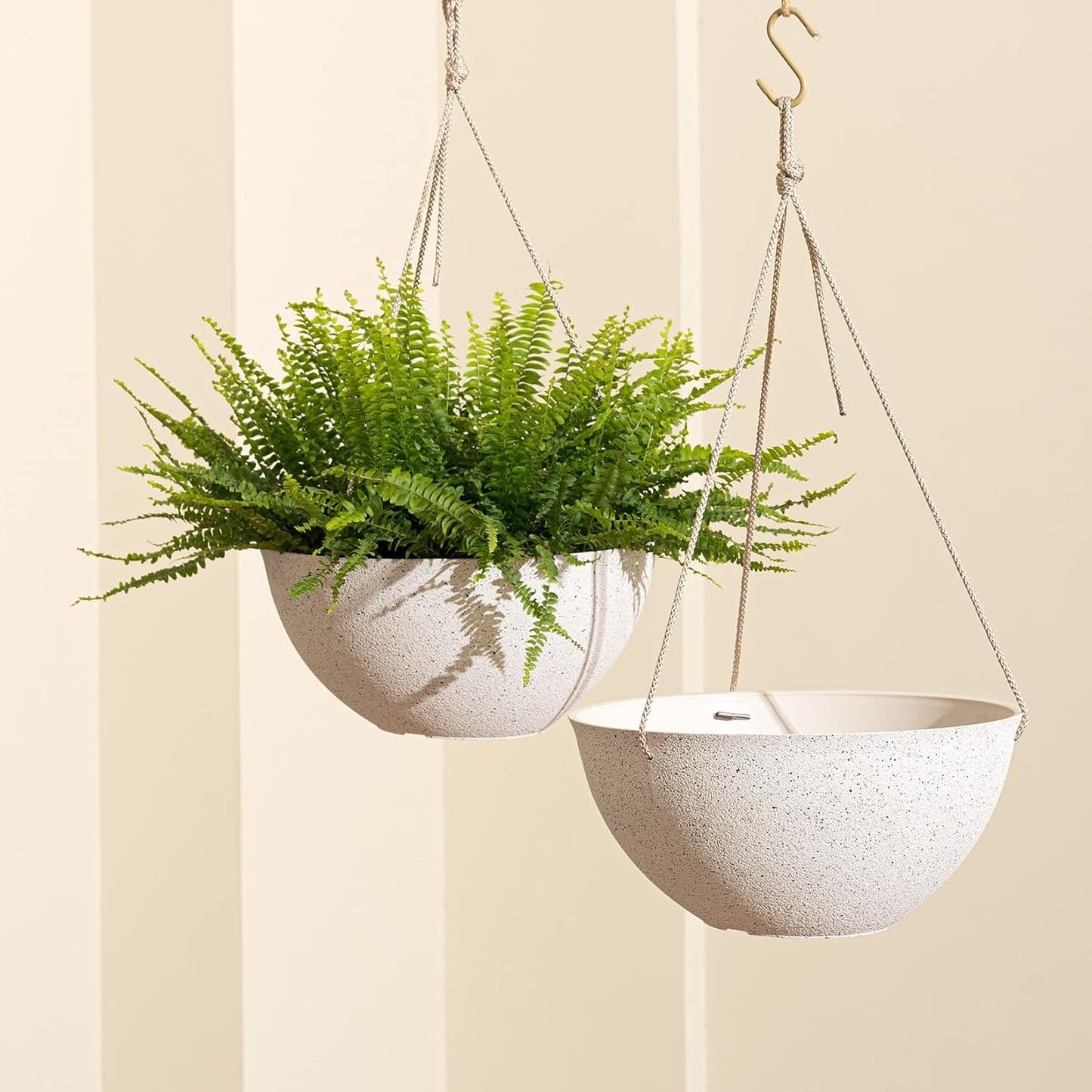 Large Hanging Planters for Indoor Plants,Speckled White Hanging Flower Pots(13.2 Inch,Set of 2)