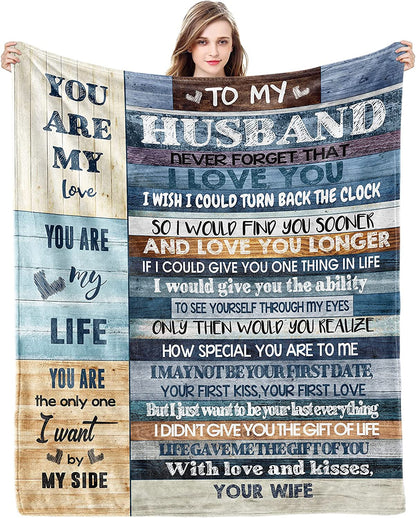 Gifts for Husband, Husband Gifts Blanket from Wife, Anniversary Romantic Gifts for Him, Birthday Gifts for Husband Blanket 60"X50", Husband Gifts for Christmas Valentine Father'S Day, Hubby Gifts