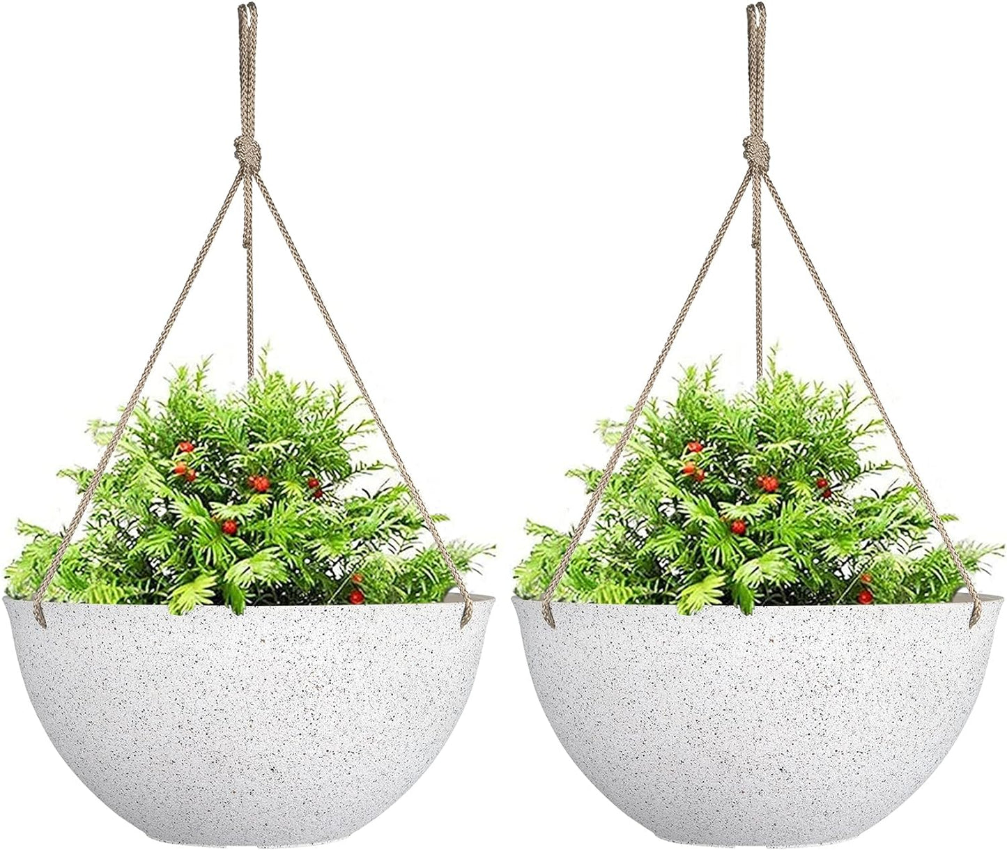 Large Hanging Planters for Indoor Plants,Speckled White Hanging Flower Pots(13.2 Inch,Set of 2)