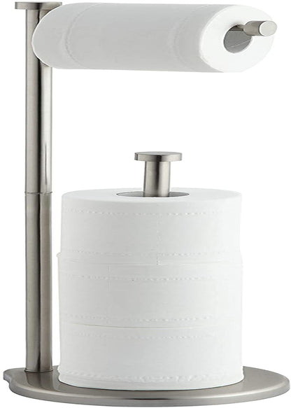 Free Standing Bathroom Toilet Paper Holder Stand with Reserve, Reserve Area Has Enough Space for Jumbo Roll