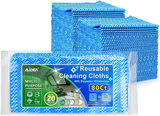 Cleaning Wipes-80Ct(1 Pack), Multi-Purpose Towel Reusable Cleaning Cloths, Domestic Cleaning Wipes, Cleaning Towels, Dish Cloths-(12''X24'')