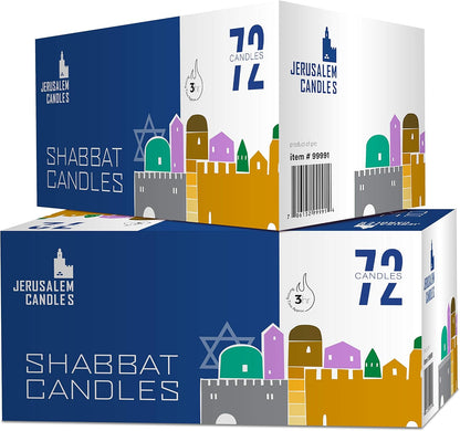 Shabbat Candles - Traditional Shabbos Candles - 3 Hour - 2-Pack X 72 Candles, (144 Candles)