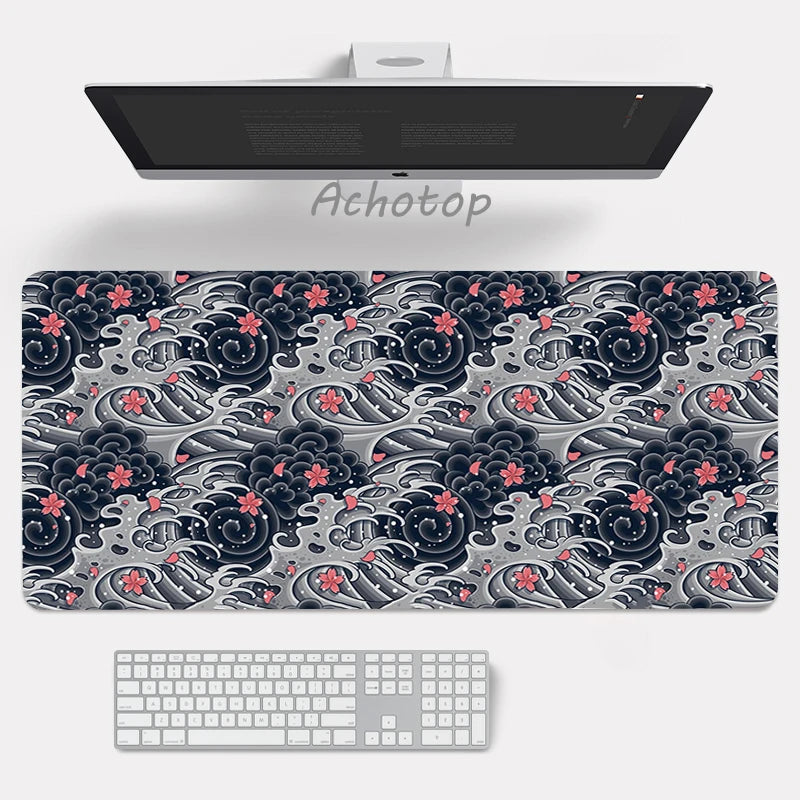 Black and White Mouse Pad Anime Gming Keyboard Mouse Pad PC Gamer Computer Rubber Japanese Mouse Pad XL Cute Office Desk Mats