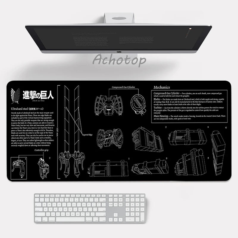 Black and White Mouse Pad Anime Gming Keyboard Mouse Pad PC Gamer Computer Rubber Japanese Mouse Pad XL Cute Office Desk Mats