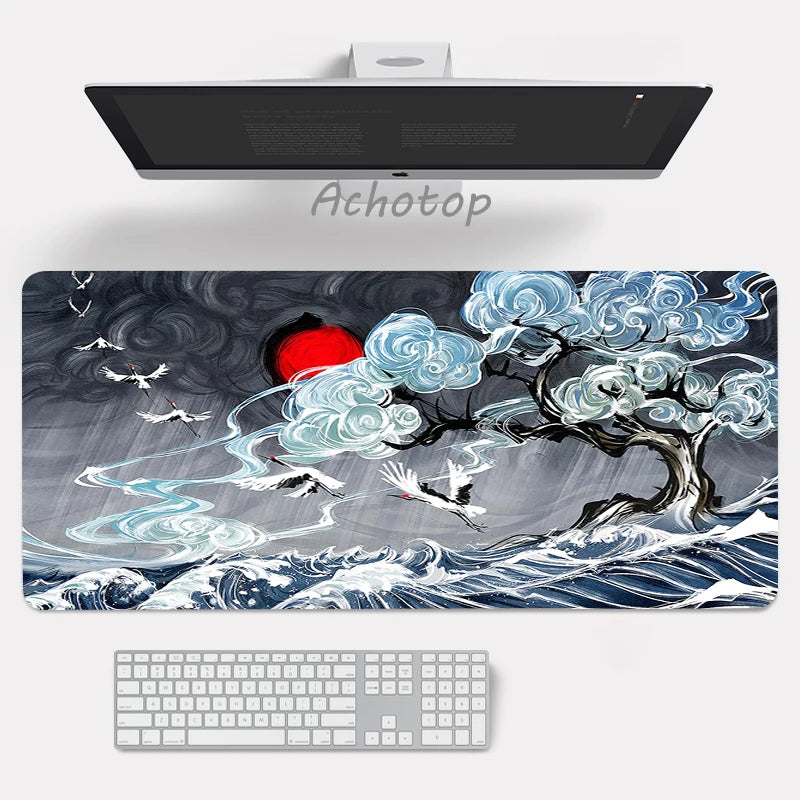 Black and White Mouse Pad Anime Gming Keyboard Mouse Pad PC Gamer Computer Rubber Japanese Mouse Pad XL Cute Office Desk Mats