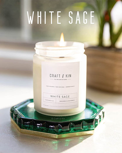 White Sage Candles | Sage Candles for Cleansing House | Fall Candle, Wood Wicked Candles | 8 Oz 45 Hour Burn, Scented Candles for Home Scented Candle Sage, Soy Candles, Christmas Candles Scented