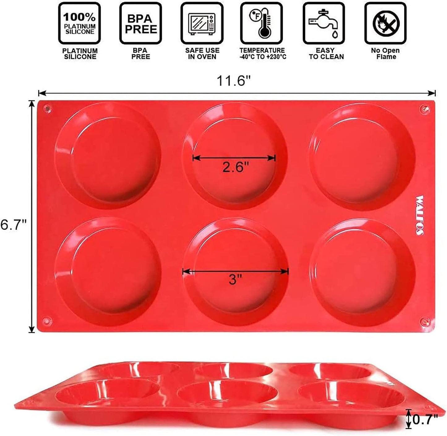 Silicone Whoopie Pie Baking Pans, 2 Pcs Non-Stick Muffin Top Pan. Food Grade and BPA Free Silicone, Great for Muffin, Eggs, Tarts and More, Dishwasher Safe