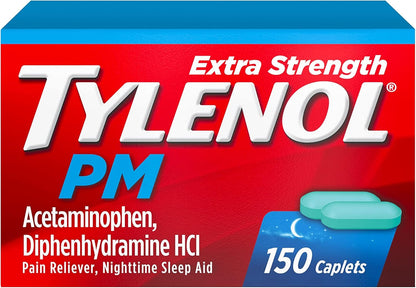 PM Extra Strength Nighttime Pain Reliever & Sleep Aid Caplets, 500 Mg Acetaminophen & 25 Mg Diphenhydramine Hcl, Relief for Nighttime Aches & Pains, Non-Habit Forming, 150 Ct